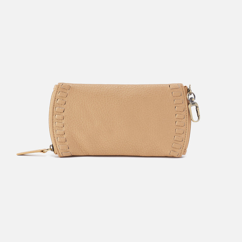 Spark Double Eyeglass Case In Pebbled Metallic Leather - Dusty Gold