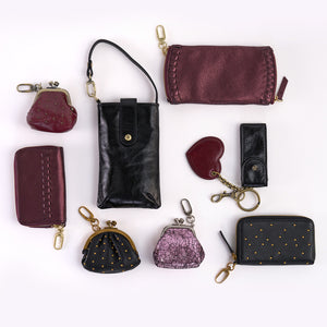 Spark Double Eyeglass Case In Metallic Leather - Frosted Plum