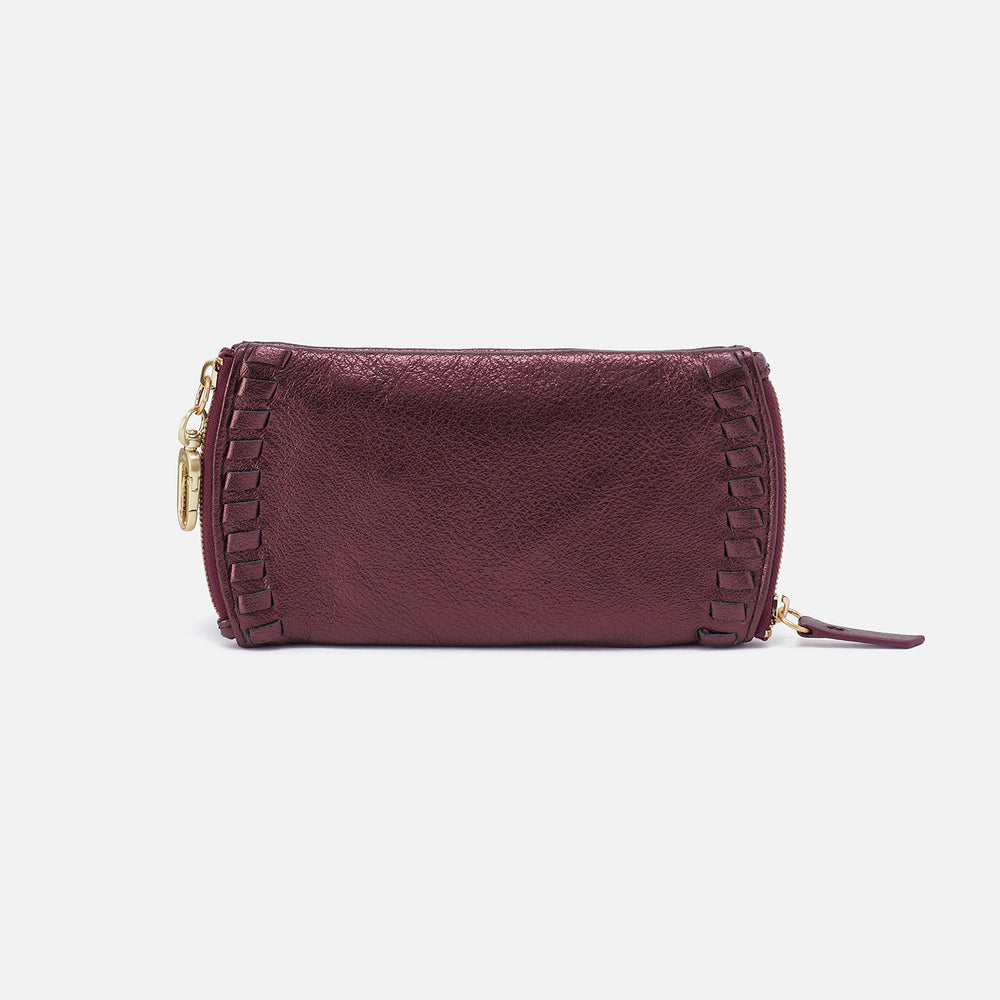 Spark Double Eyeglass Case In Metallic Leather - Frosted Plum