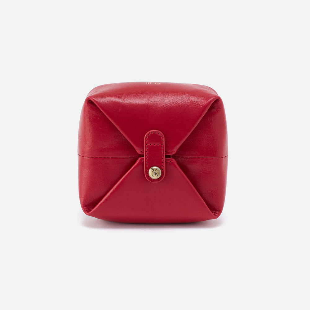 Snap Pouch In Polished Leather - Flame