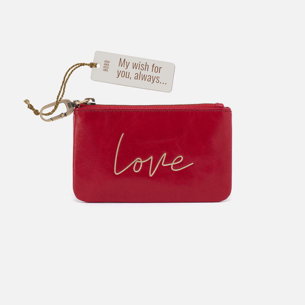 Sentiment Pouch In Polished Leather - Flame