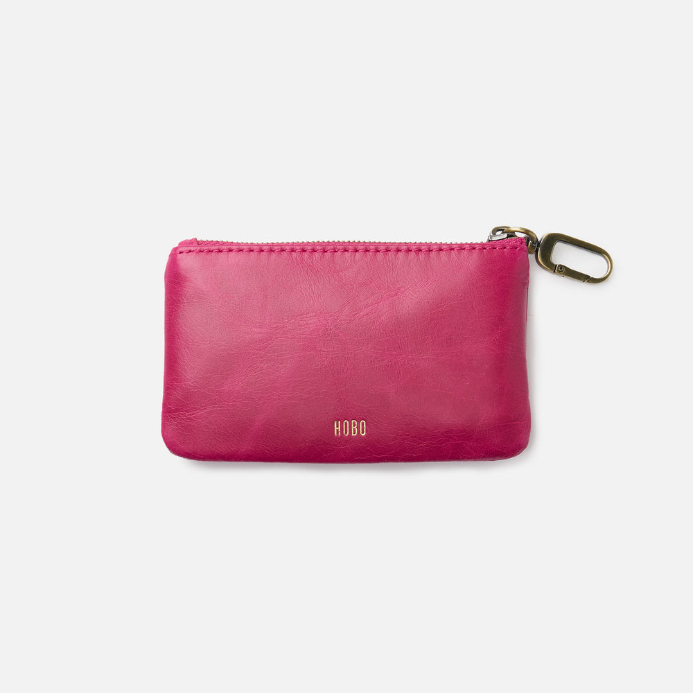 Sentiment Pouch In Polished Leather - Fuchsia