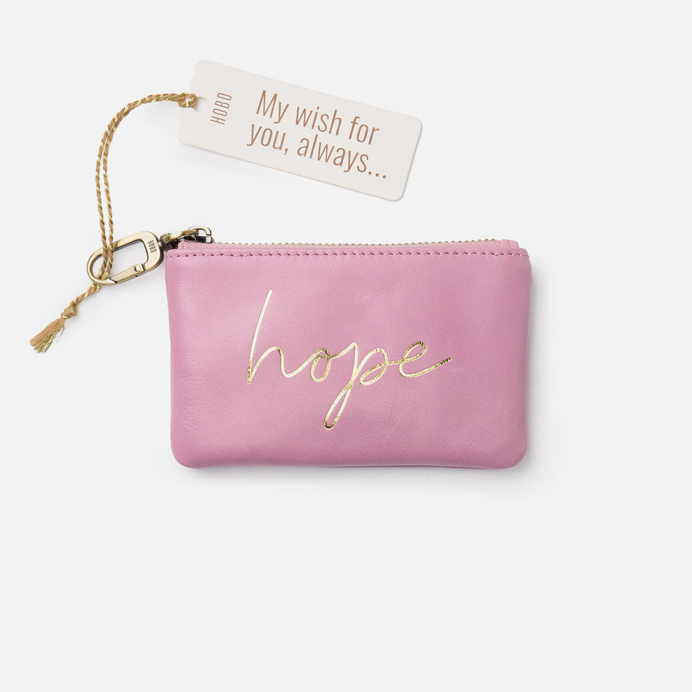 Sentiment Pouch In Polished Leather - Lilac Rose