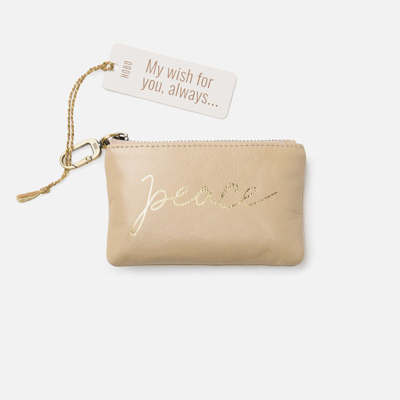 Sentiment Pouch In Polished Leather - Parchment