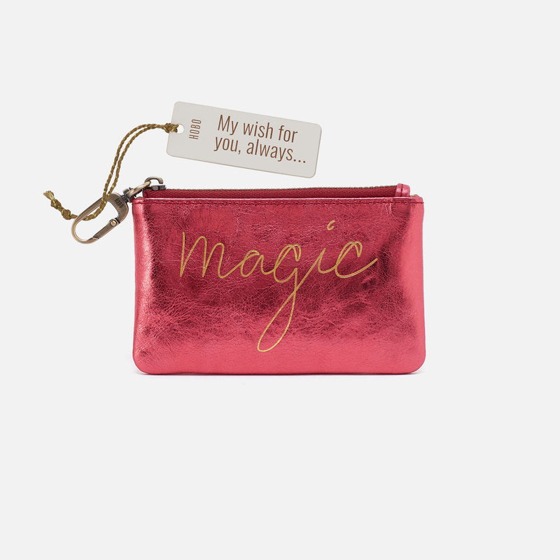 Sentiment Pouch In Metallic Leather - Strawberry Fields