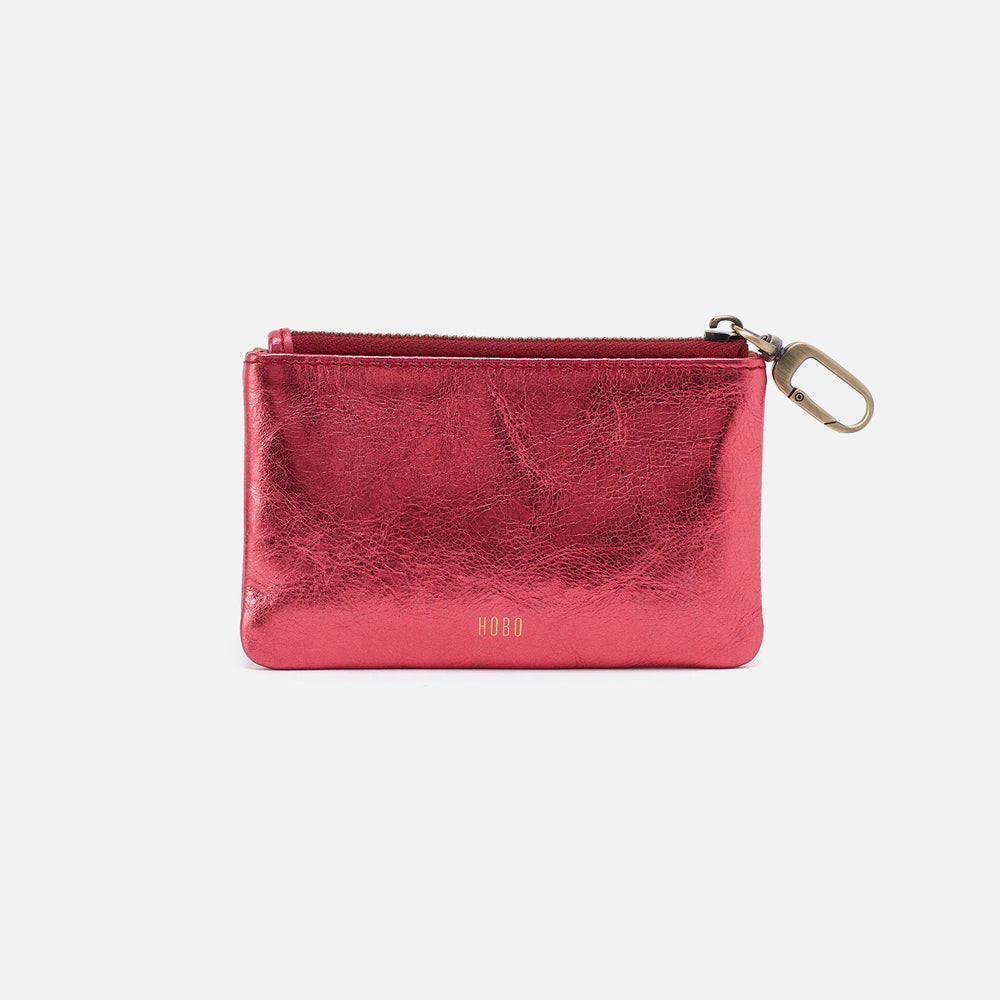 Sentiment Pouch In Metallic Leather - Strawberry Fields