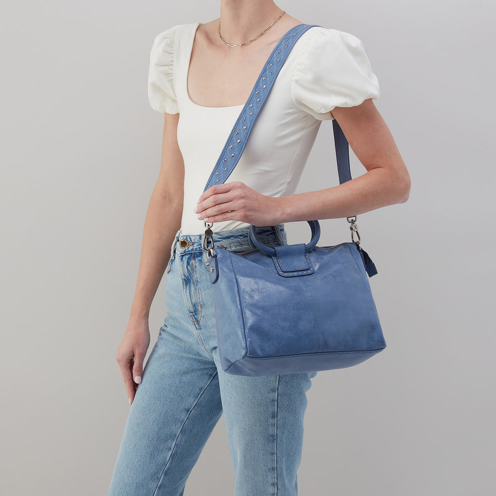 Sheila Medium Satchel in Buffed Leather - Azure