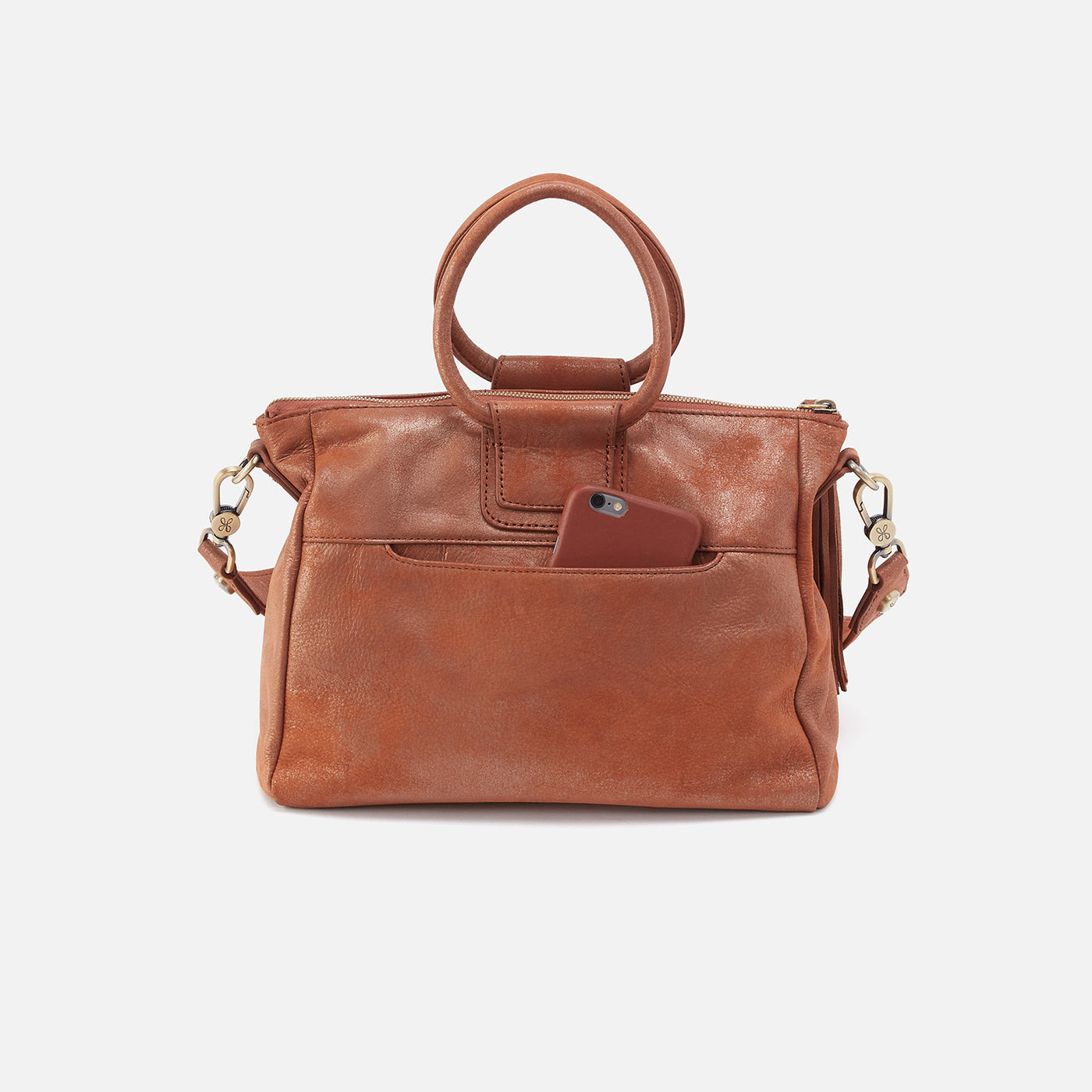 Sheila Medium Satchel In Metallic Leather - Patina