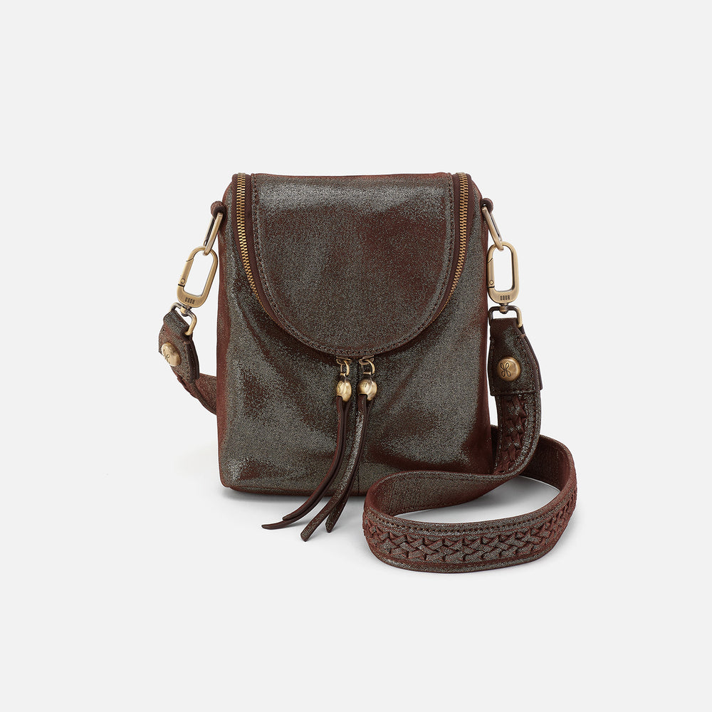 Fern Crossbody In Metallic Leather - Coffee Galaxy