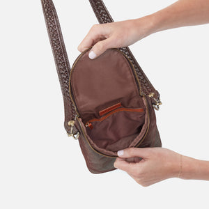 Fern Crossbody In Metallic Leather - Coffee Galaxy