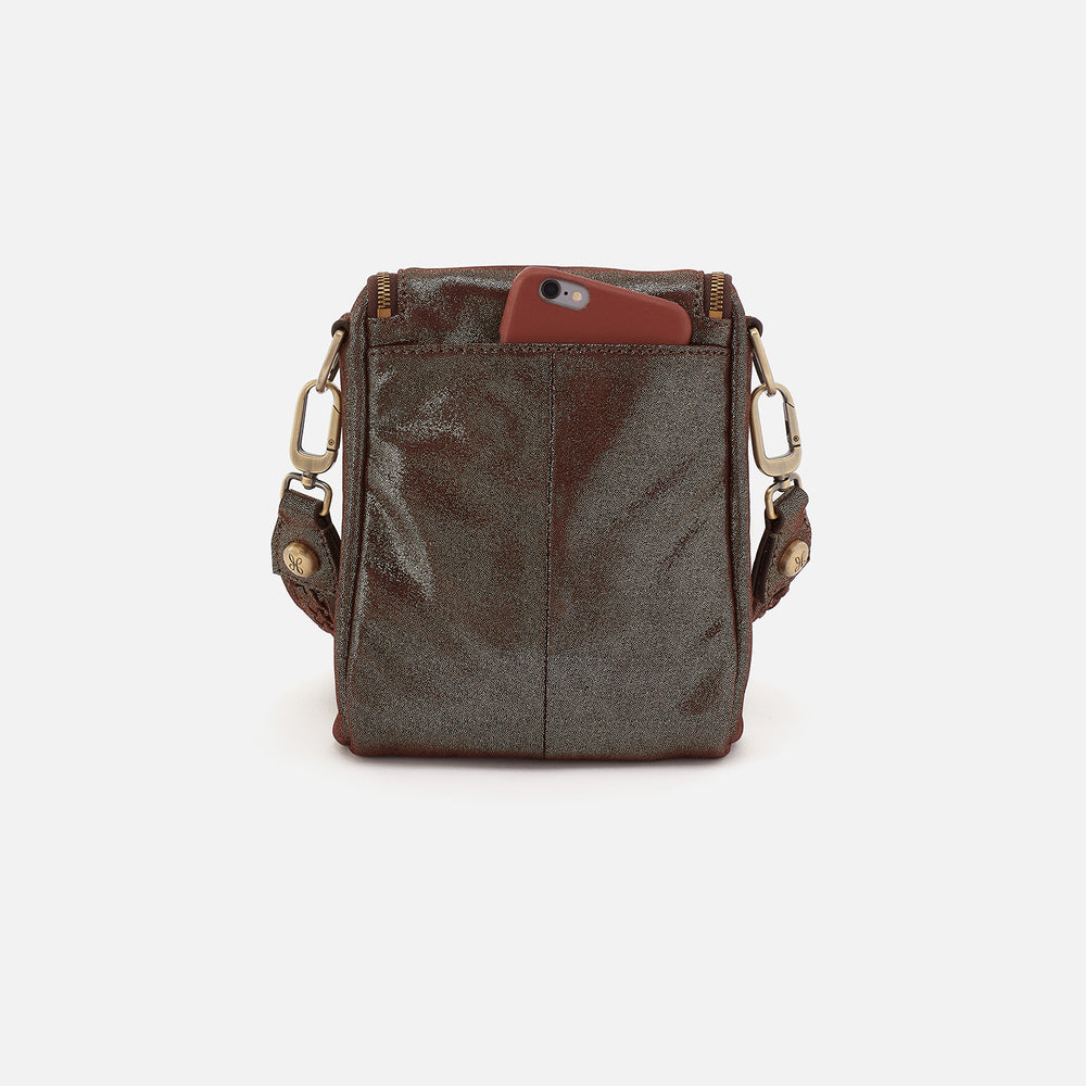 Fern Crossbody In Metallic Leather - Coffee Galaxy