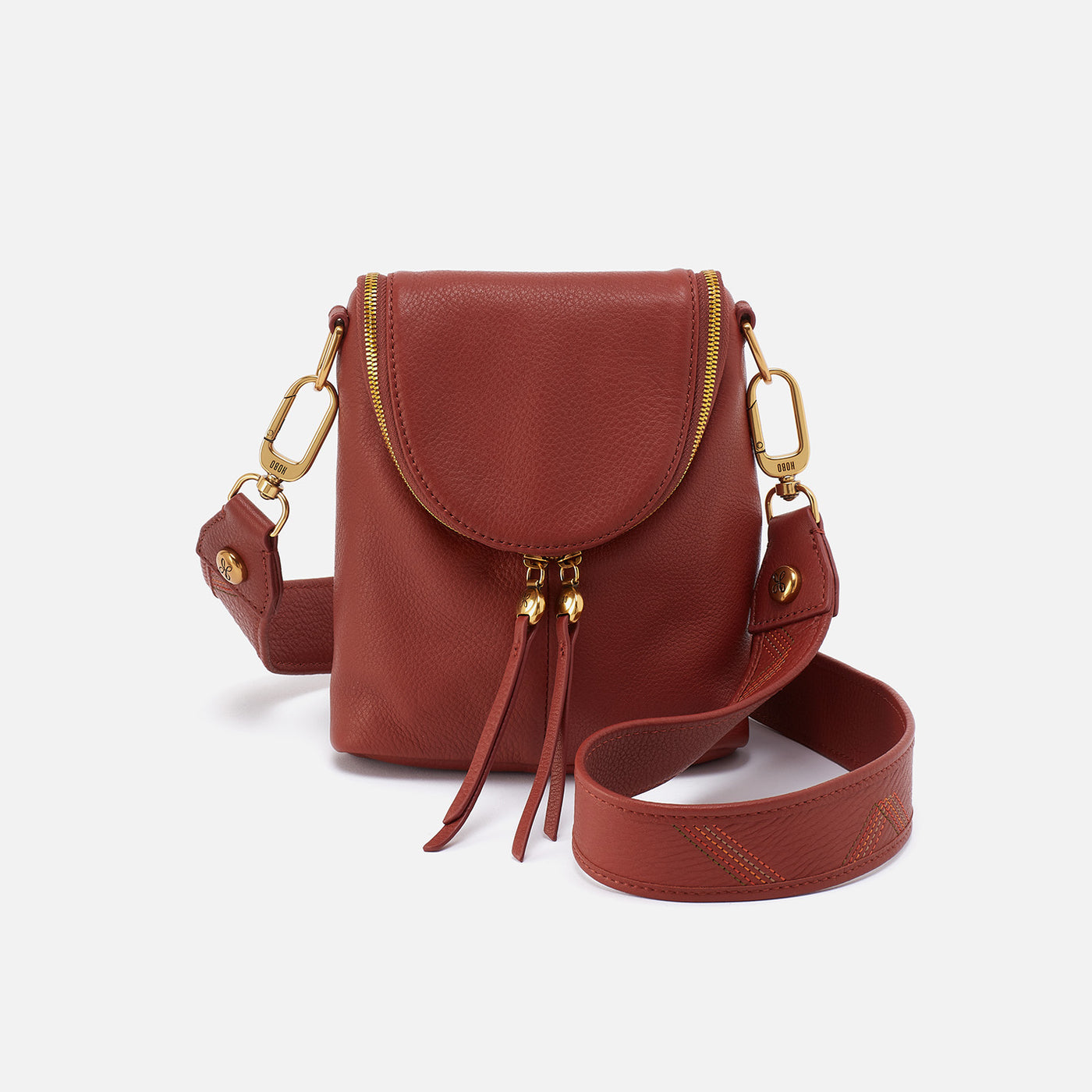 Fern Crossbody In Pebbled Leather - Rust