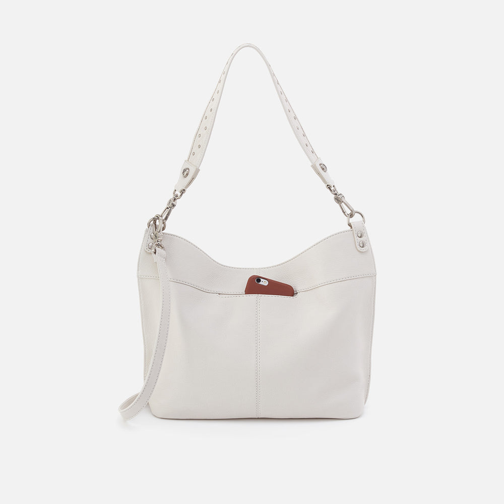 Pier Shoulder Bag in Pebbled Leather - White