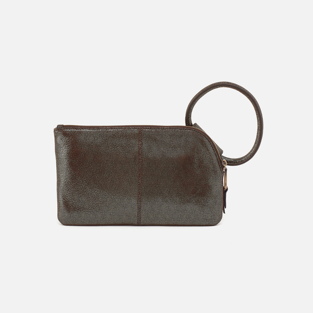 Sable Wristlet In Metallic Leather - Coffee Galaxy