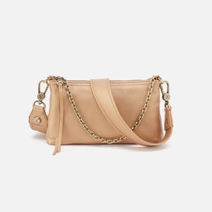 Darcy Crossbody In Pebbled Metallic Leather - Dusty Gold