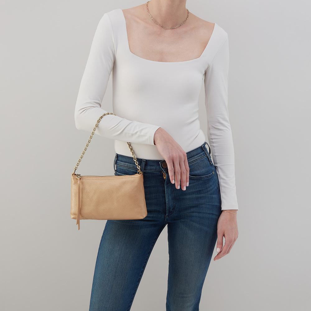 Darcy Crossbody In Pebbled Metallic Leather - Dusty Gold