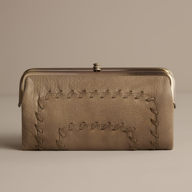 Lauren Clutch-Wallet In Metallic Leather - Burnished Sage