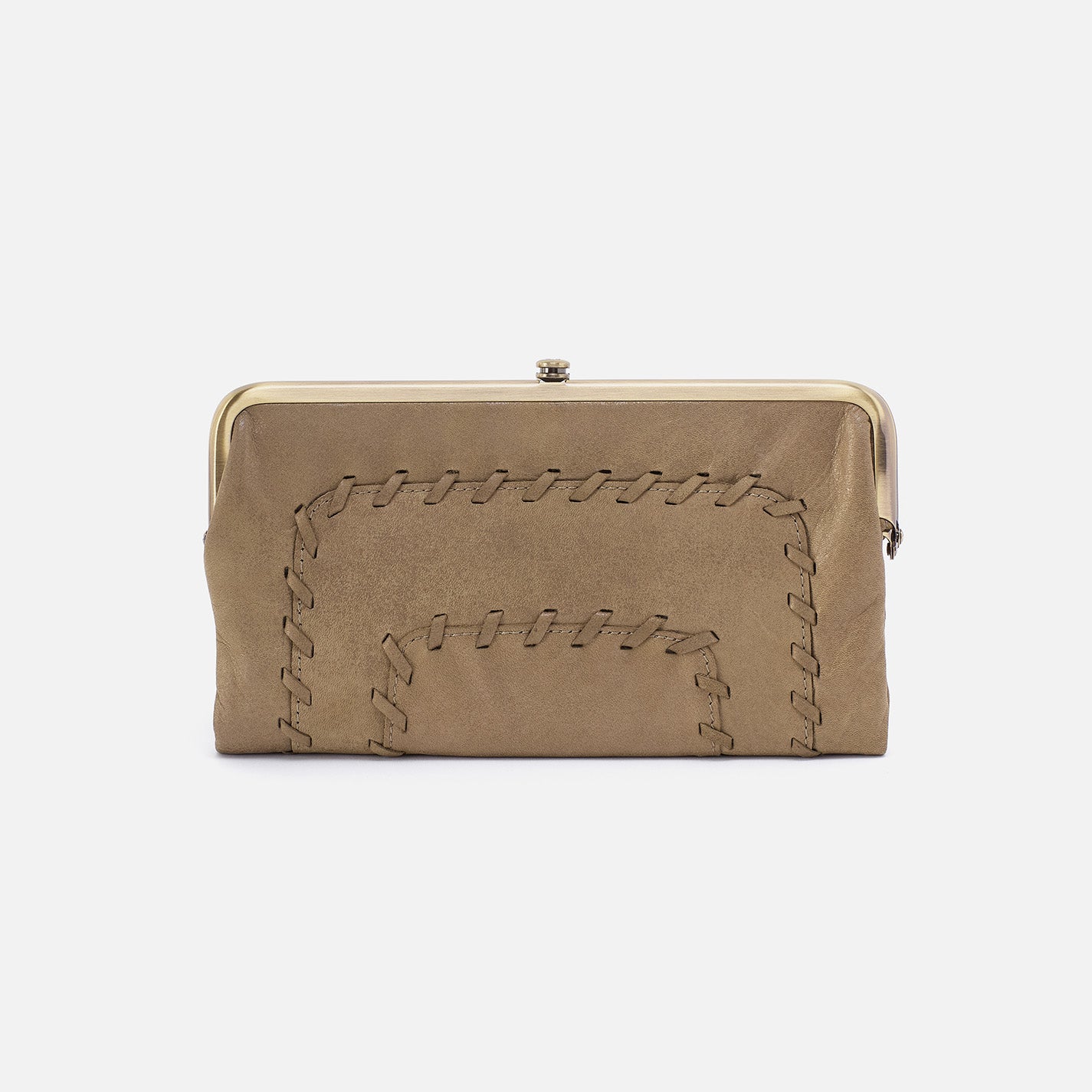 Hobo International Beige Genuine Leather buy Ostrich Full Zip Gold Clutch Wallet