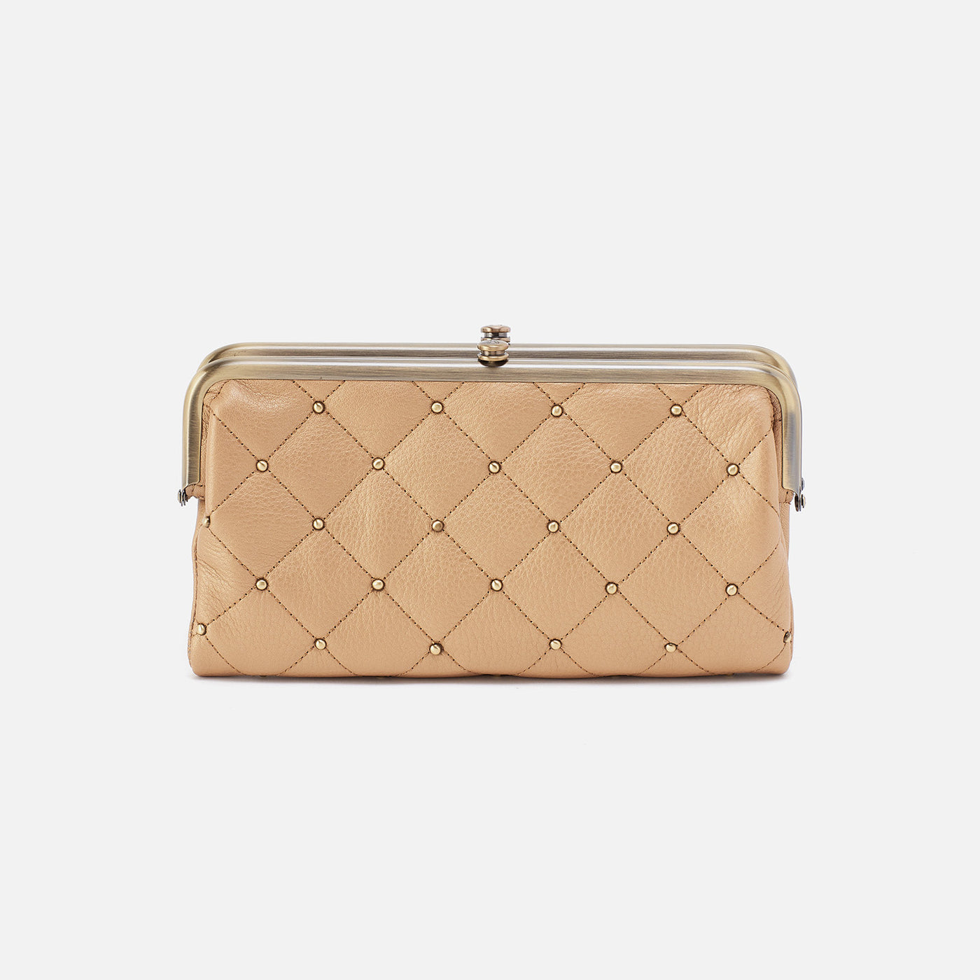 Lauren Clutch-Wallet In Pebbled Metallic Leather - Dusty Gold