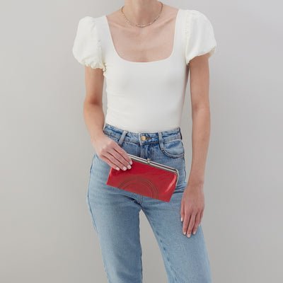 Lauren Clutch-Wallet In Polished Leather - Hibiscus