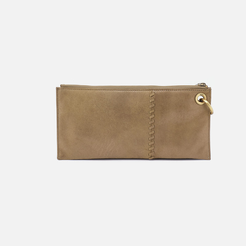 Vida Wristlet In Metallic Leather - Burnished Sage