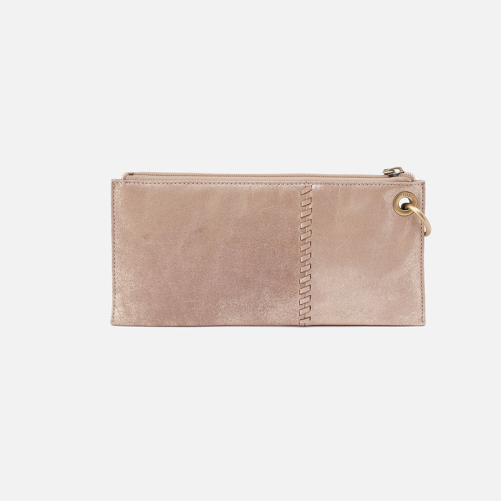 Vida Wristlet In Metallic Leather - Gilded Beige