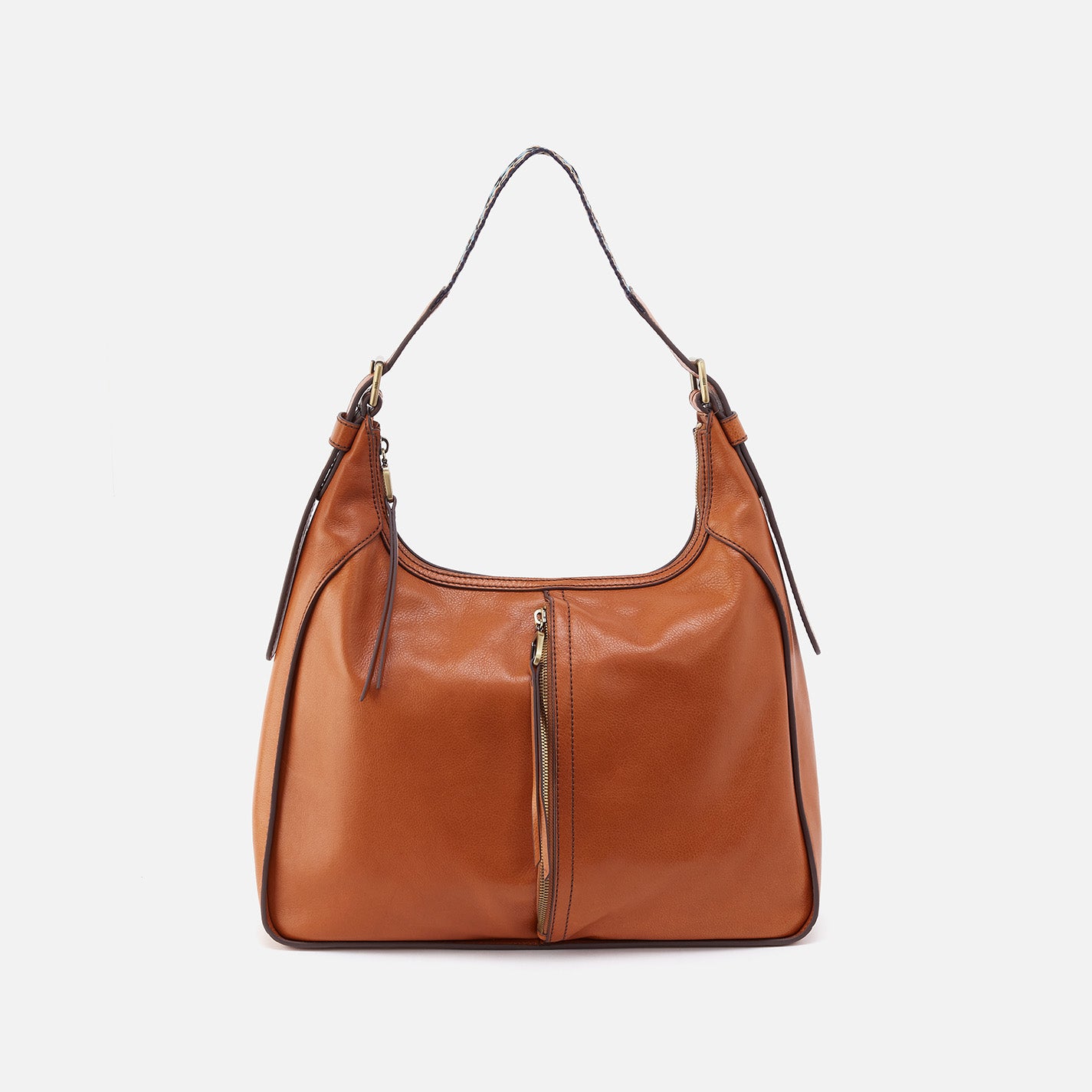 Bellamy Front Zip Hobo in Artisan Leather Honey Brown HOBO