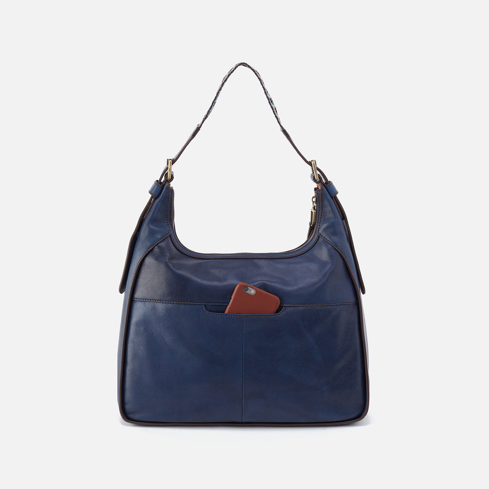 Bellamy Front Zip Hobo in Artisan Leather - Navy