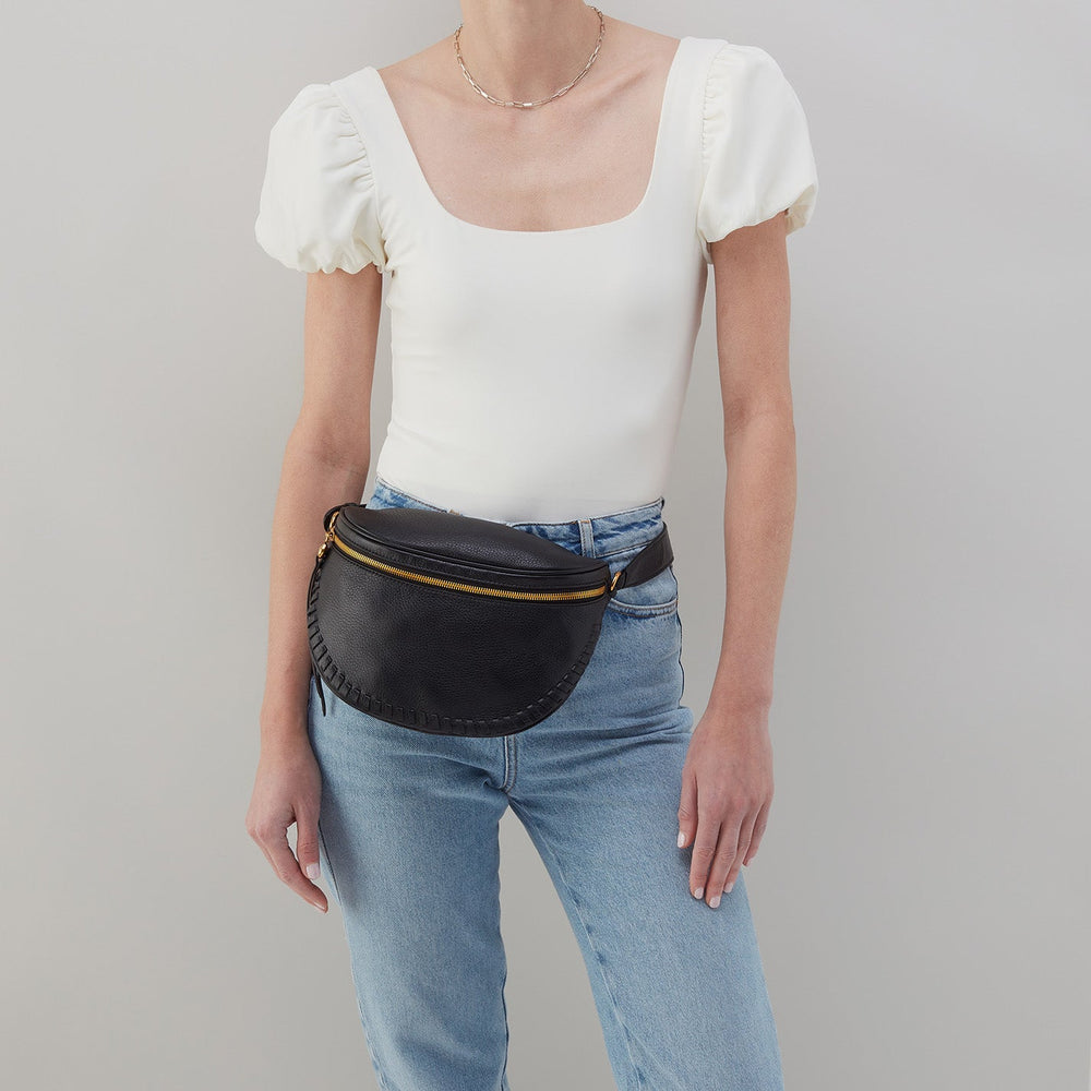 Juno Belt Bag In Pebbled Leather - Black