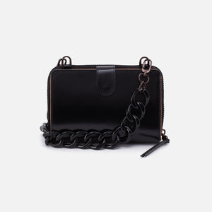 Dixon Zip Shoulder Bag In High Gloss Leather - Black