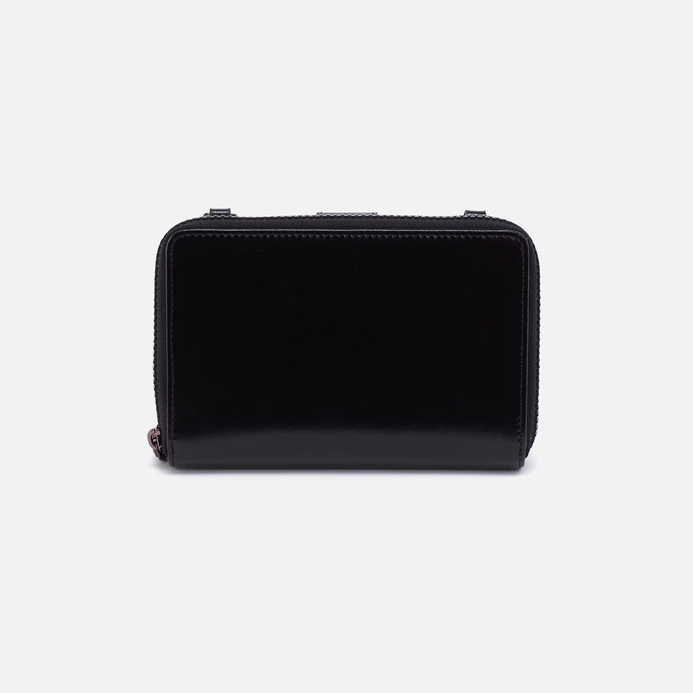 Dixon Zip Shoulder Bag In High Gloss Leather - Black