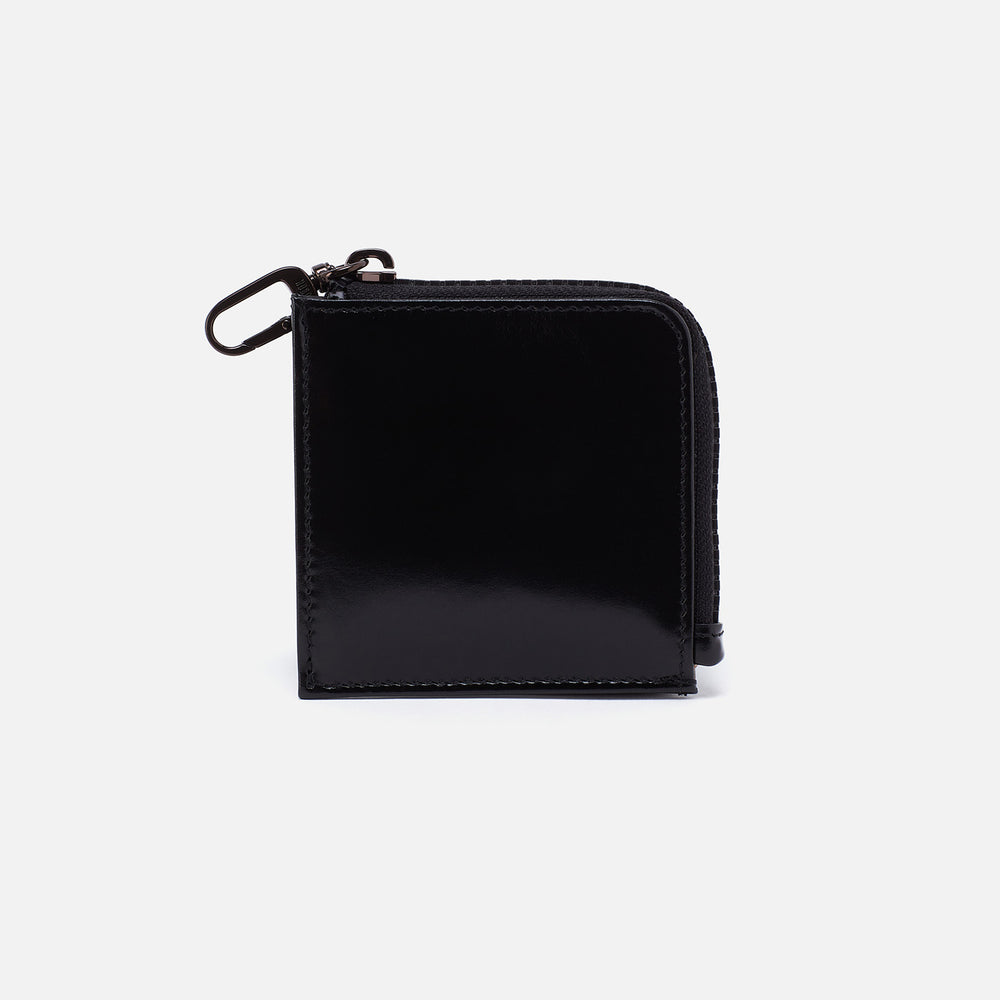 Dixon Zip Pouch In High Gloss Leather - Black