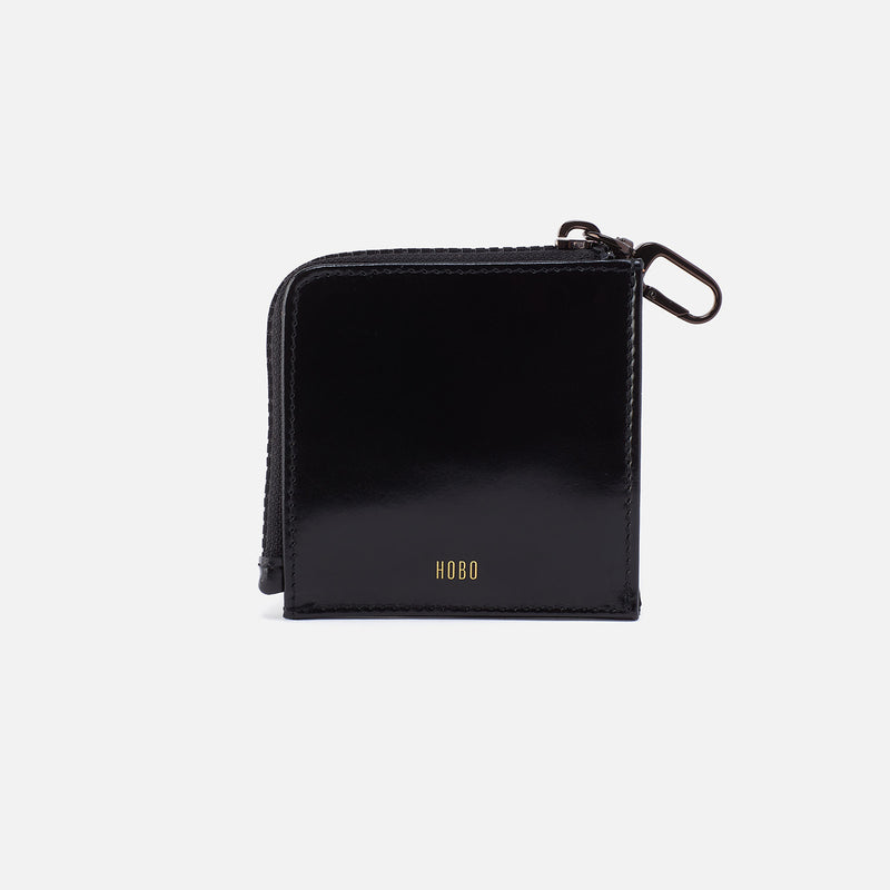 Dixon Zip Pouch In High Gloss Leather - Black