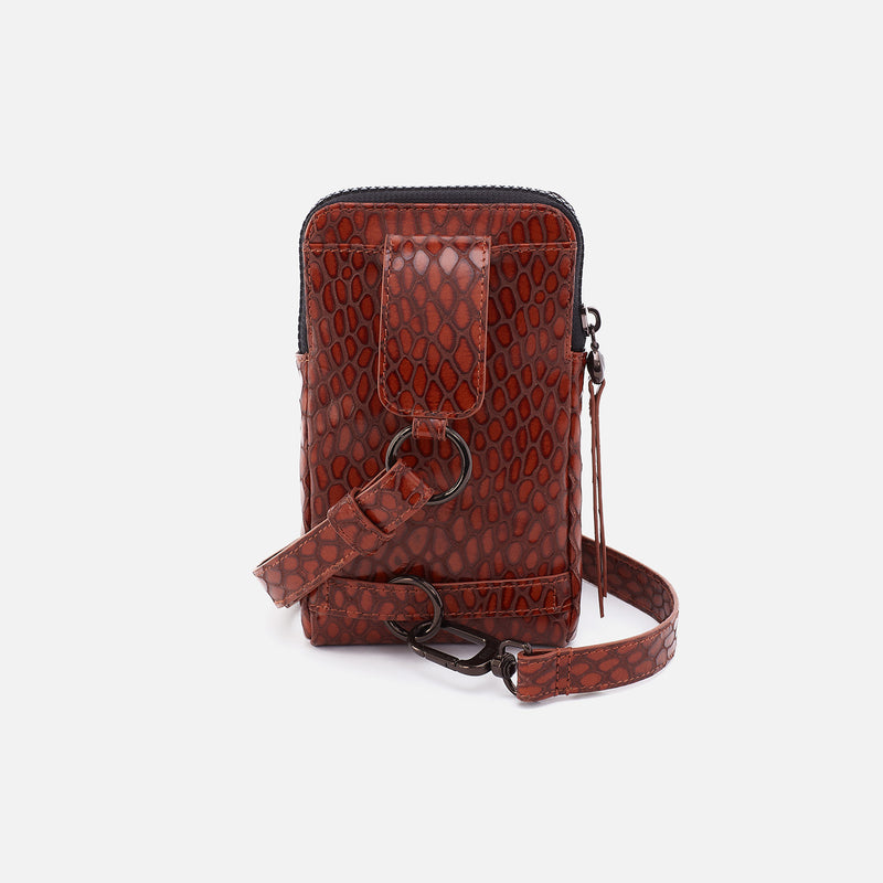 Dixon Phone Sling In High Gloss Leather - Tortoise