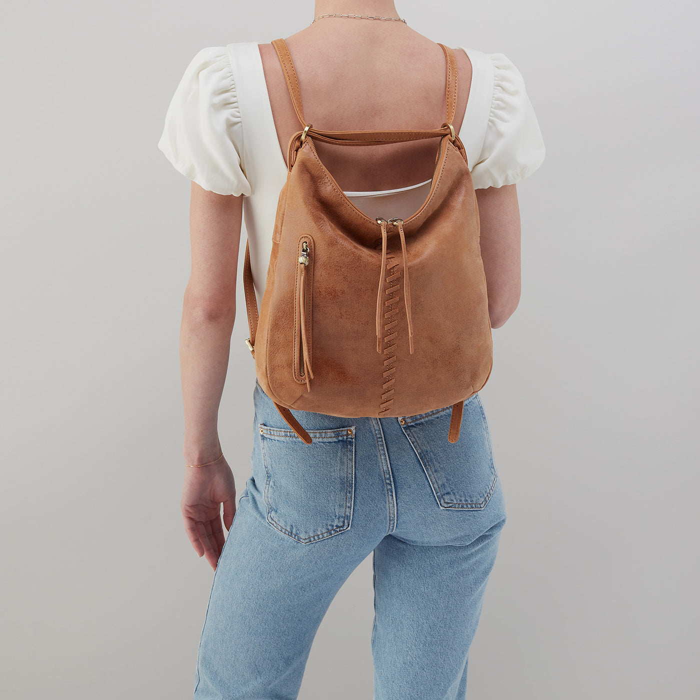 Merrin Convertible Backpack In Buffed Leather - Whiskey