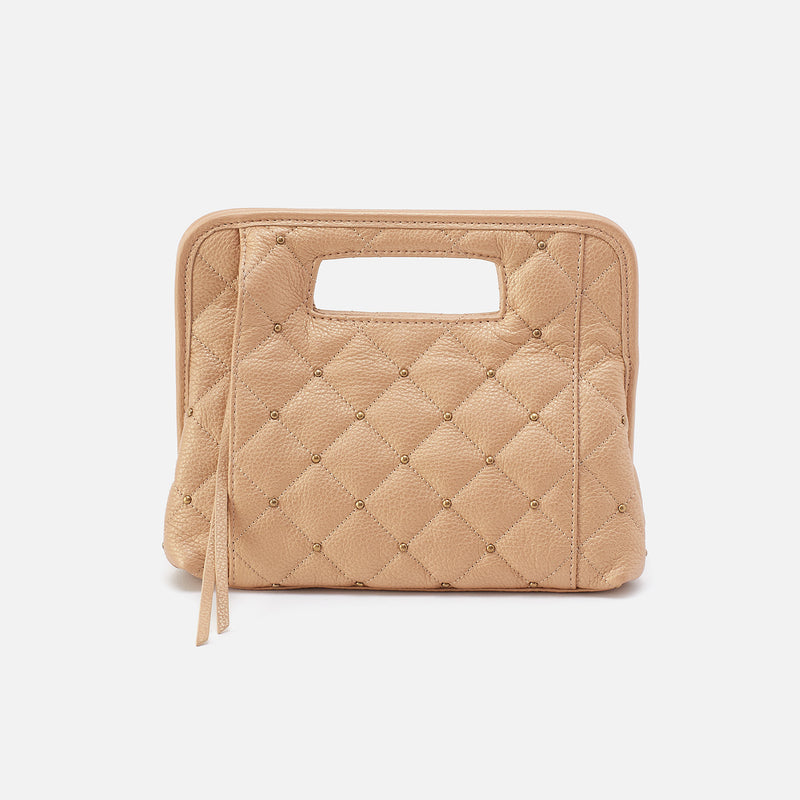 Ace Clutch In Pebbled Metallic Leather - Dusty Gold