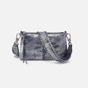 Darcy Crossbody In Metallic Leather - Blue Pewter