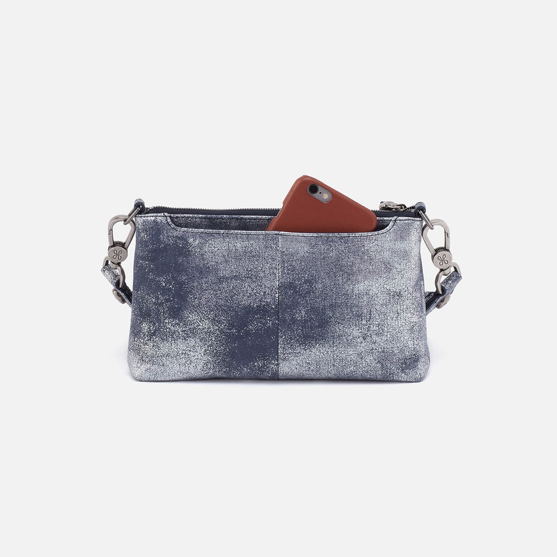 Darcy Crossbody In Metallic Leather - Blue Pewter