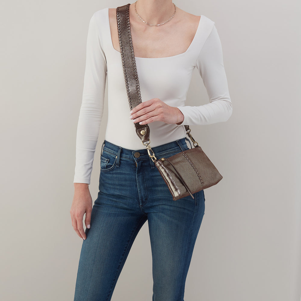 Darcy Crossbody In Metallic Leather - Coffee Galaxy