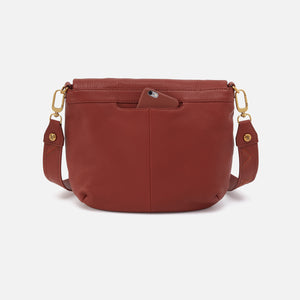 Fern Foldover Messenger In Pebbled Leather - Rust