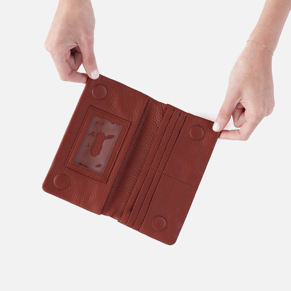 Lumen Continental Wallet In Pebbled Leather - Rust