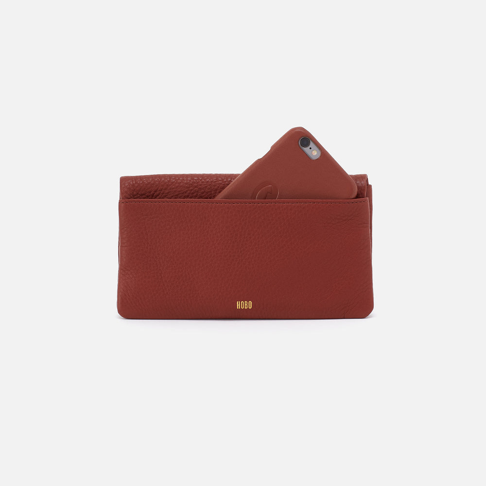 Lumen Continental Wallet In Pebbled Leather - Rust