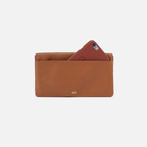 Lumen Continental Wallet In Pebbled Leather - Warm Honey