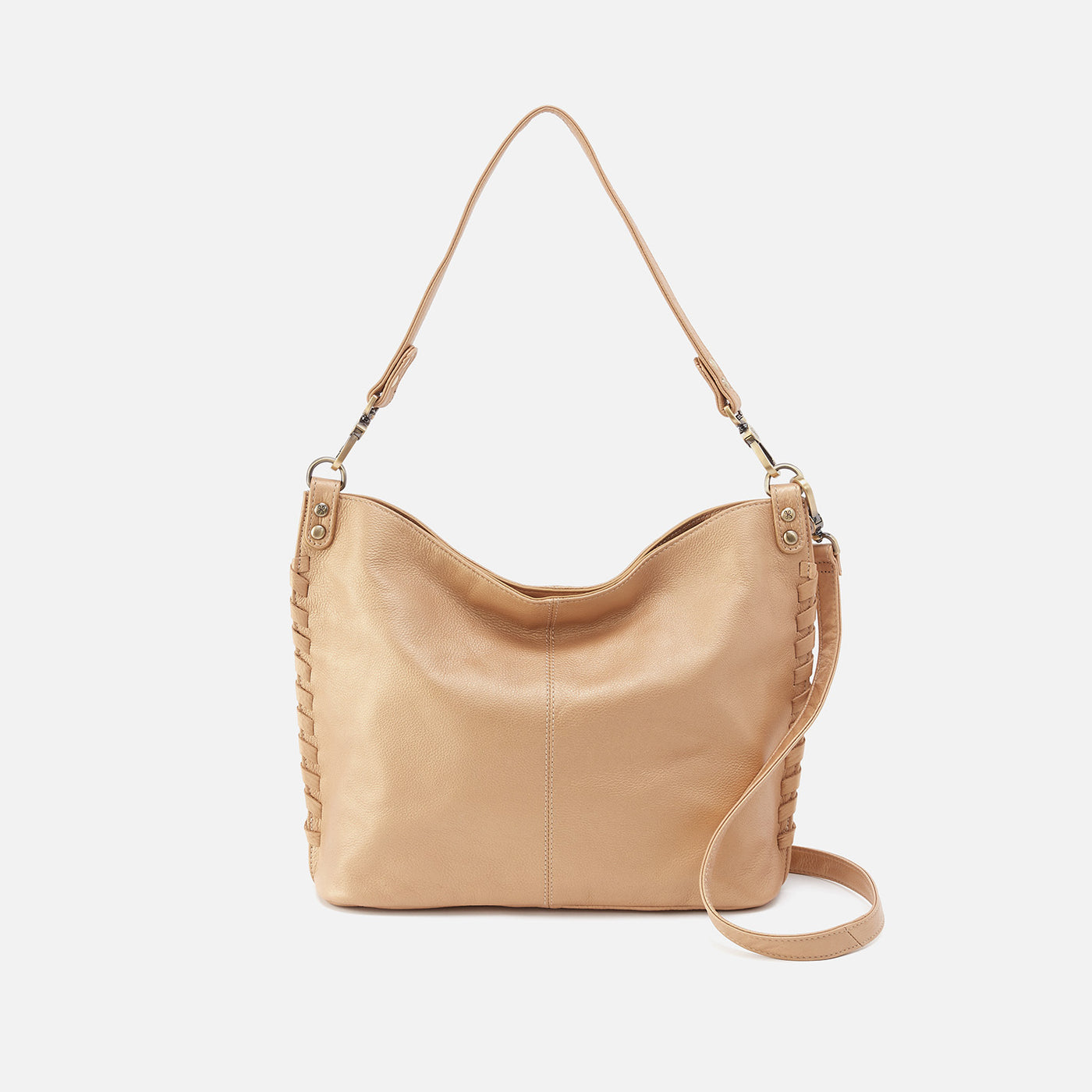 Pier Shoulder Bag In Pebbled Metallic Leather - Dusty Gold