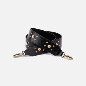 Stud Guitar Strap In Polished Leather - Black