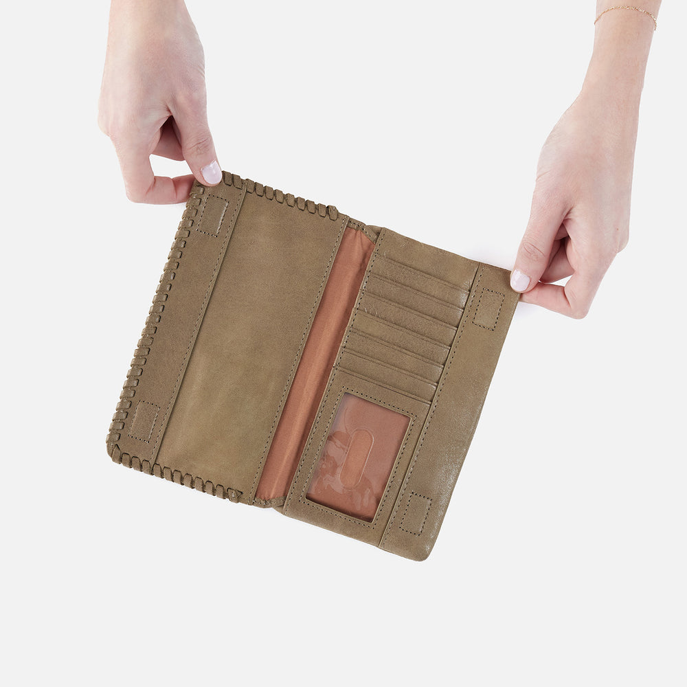 Foray Large Wallet In Metallic Leather - Burnished Sage