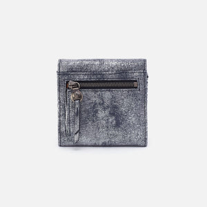 Foray Small Wallet In Metallic Leather - Blue Pewter