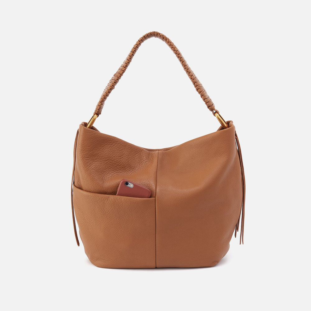 Harley Hobo In Pebbled Leather - Warm Honey With Details