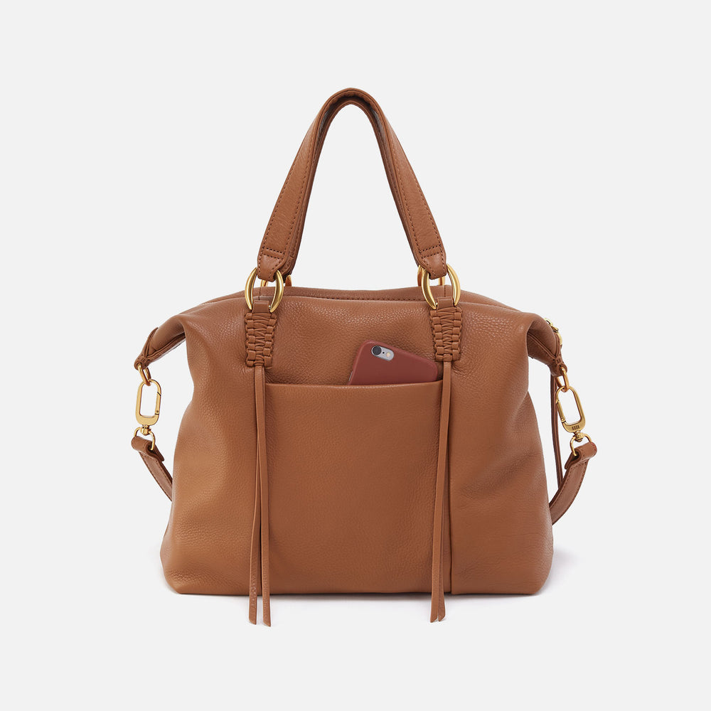 Harley Satchel In Pebbled Leather - Warm Honey