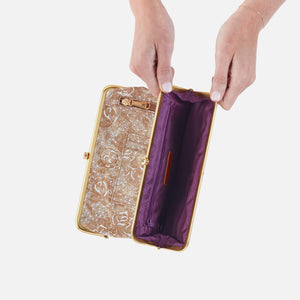 Lauren Clutch-Wallet In Printed Leather - Gilded Petals